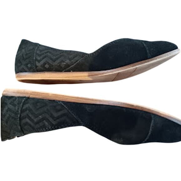 TOMS Diamond Jutti Flat Shoes embossed black suede  size 6.5  *K - Picture 5 of 5
